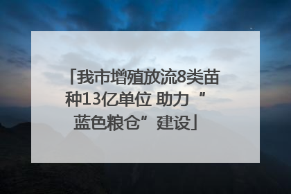 我市增殖放流8类苗种13亿单位 助力“蓝色粮仓”建设
